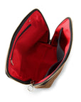 KUSSHI Vacationer Makeup Bag Leather Camel with Red Interior