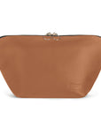 KUSSHI Vacationer Makeup Bag Leather Camel with Red Interior