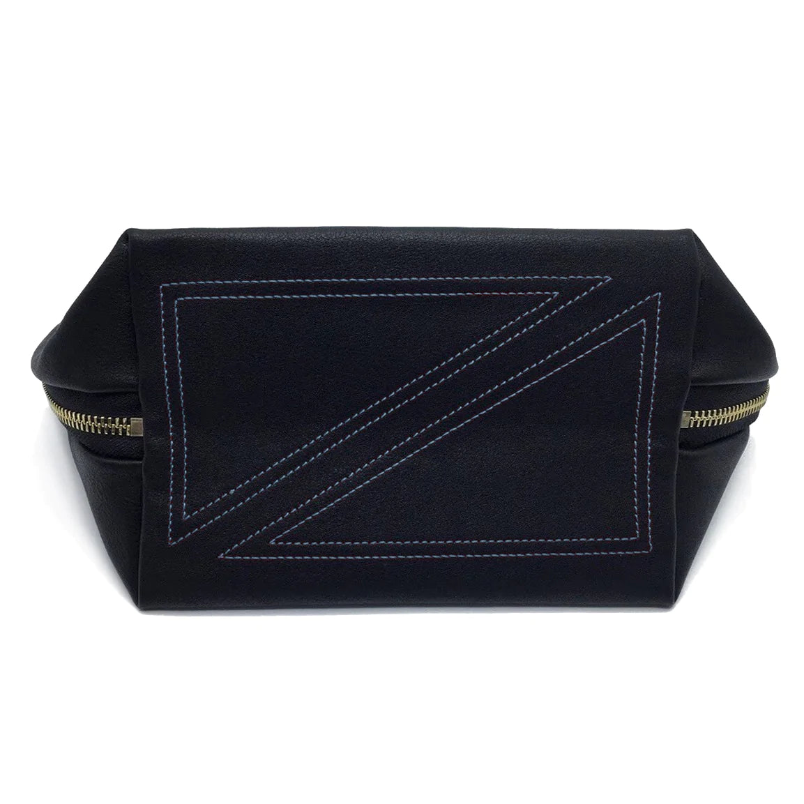 KUSSHI Signature Makeup Bag Satin Black Fabric with Cool Grey Interior